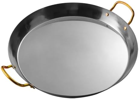 36CM Large Nonstick Stainless Steel Paella Pan - Flat Bottom Skillet with Double Handles for Paella & Rice Recipes, Ideal for Gas & Induction Cooktops