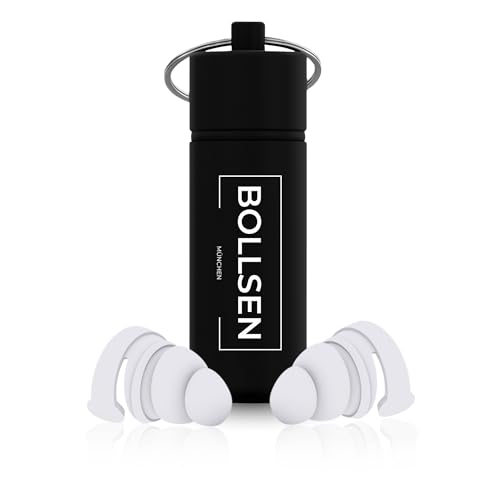 BOLLSEN Life+ Bouchons d’oreilles pour dormir – Bouchons d’oreilles en silicone anti-bruit – Réduction de bruit SNR 24 dB – Confortables jour et nuit – Durables et réutilisables jusqu’à 100 fois (1)