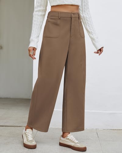 GRAPENT Barrel Pants for Women High Waisted Corduroy Elastic Waist Trendy Loose Casual Fall Trousers Pants with Pockets3