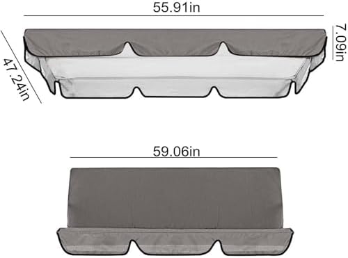 Waterproof Swing Canopy Top Cover & Chair Cover, UV-Resistant All-Weather Replacement Canopy for Garden Hammock Swing Chair, 004, 190x132x15cm