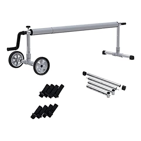 AQUAROL Enrollador para Manta, cobertor o Cubierta Solar de Verano para Piscina. Ajustable de 3,7 a 5,5 m de Ancho de Piscina. 8 Correas de sujeción“cocodrilo” Incluidas Cover
