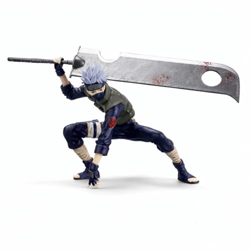 Image of Kakashi Action Figure 15CM Anime Collectible PVC Statue with Dynamic Battle Pose & Oversized Sword, Display Model for Desk Decor, Anime Fans & Collectors(Kakashi Hatake Sword)