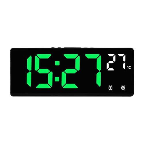 寝室用目覚まし時計 - LED目覚まし時計 熟睡者向け - 温度表示 睡眠補助 ナイトスタンド、テーブル、棚、勉強、オフィス、寮、ホテル、子供、大人、重眠者向け