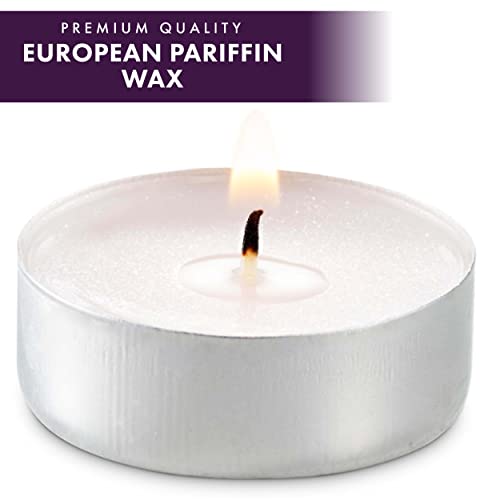 Image of MontoPack Unscented Tea Lights Candles in Bulk | 400 White, Smokeless, Dripless & Long Lasting Paraffin Tea Candles | Small Votive Mini Tealight Candles for Home, Pool, Shabbat, Weddings & Emergencies