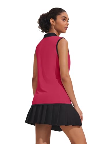 Image of COOrun Women's Golf Polo T Shirts Lightweight Moisture Wicking Sleeveless Shirt Quick Dry Zipper Tank Top