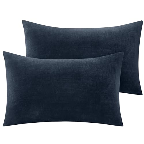 Image of BEDELITE Flannel Pillowcases Standard Set of 2, Navy, 20x26 Inches