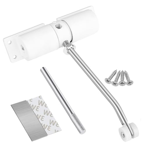 Cierra Puertas Automática, Muelle Puerta, Amortiguador Puerta, de Aleación de Aluminio, con 4 Tornillos, Adhesivo y Chapa de Hierro, Adecuado para Puertas de Viviendas y Oficinas (Blanco)