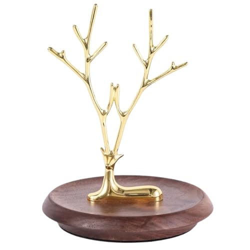 金属ジュエリーディスプレイスタンド木製ベース多層鹿収納ラックリングイヤリングネックレス時計オーガナイザー金属ジュエリーホルダー