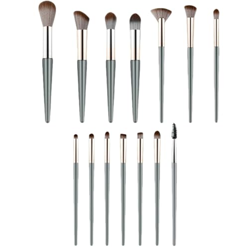 Juego de 14 brochas de maquillaje de cara completa, brochas de maquillaje en polvo, corrector de ojos para mujer