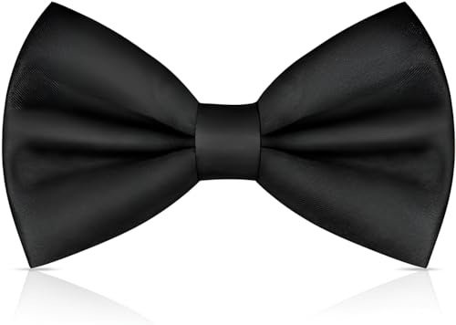 Image of Bow Tie for Men Classic Solid Colour Pre-Tied Satin Formal Tuxedo Bowtie Adjustable Length Clip on Design for Adults Elegant Double Fold Ties for Boys and Men's Party Accessories