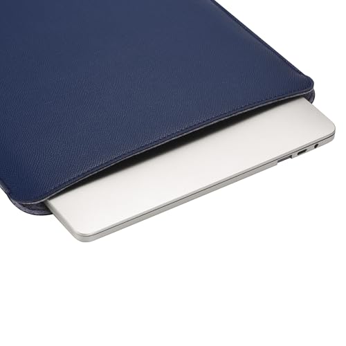Image of Comfyable Laptop Sleeve 14 Inch Precisely Compatible with MacBook Pro 14-inch M4 M3 M2 Pro /Max 2023 & Old Versioned 13 Inch MacBook Pro /MacBook Air, Faux Leather Cover Case, 13 in 14 in, Midnight Blue