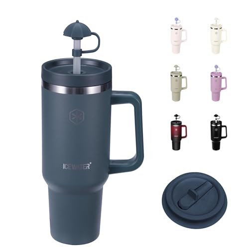 Image of ICEWATER 40 oz Tumbler with 2 Lids (Regular Straw and Flip Straw)