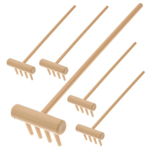 Operitacx 6個 禅意ミニ沙耙点入り 小型軽量デスクトップ用禅園ミニ熊手 砂箱装飾と瞑想リラクゼーション用マイクロレーキ