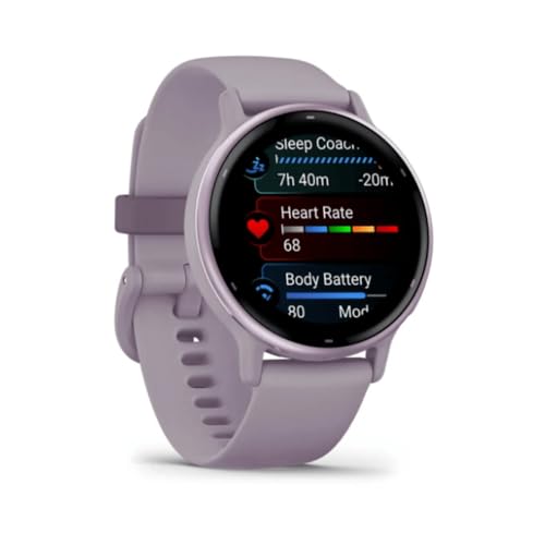 Image of Garmin vivoactive 5, Health and Fitness GPS Smartwatch, AMOLED Display, Up to 11 Days of Battery, Orchid | Up to 11 Days, 42mm Case, 20mm Silicone Band, Pulse Ox and Wrist Hr, 5 Atm