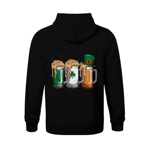 Kids Retro Irish Beer Ireland Flag St Patricks Day Boys Girls Lightweight Kangaroo Pocket Hoodies3