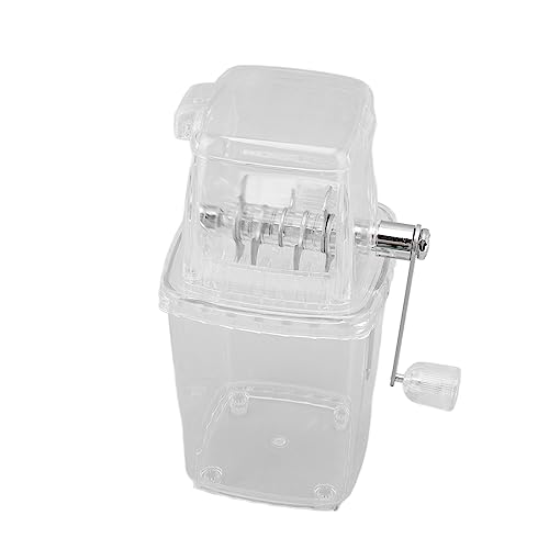 Gavigain Hand Cranked Ice Crusher,Clear Rustproof Multifunctional Manual Ice Crusher for Home Kitchen (White)