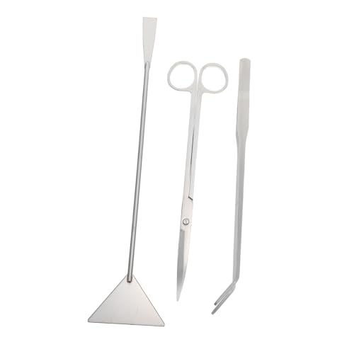 COLLBATH Set of Stainless Aquarium Scissor Multi-Function Shovel Scraper Tweezer for Tank Cleaning Accessories