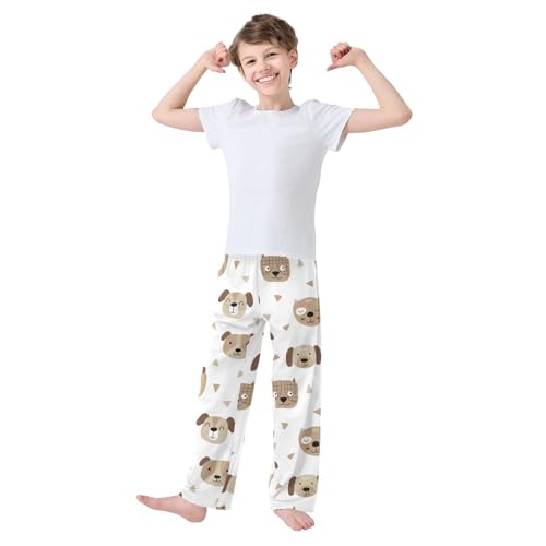 Boys' Pants Brown Cute Dog Long Bottoms Jogger Pants Elastic Waist Trousers with Pockets S-XL2