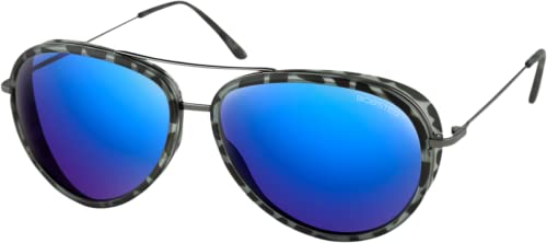 Bobster Ice Aviators Sunglasses, Gray Tortoise Gunmetal Frame, Brown High Definition Blue Mirror Lens