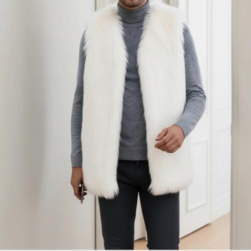 Image of Colf Men's Winter Sleeveless Faux Fur Vest Short Coat | Mens Faux Fur Jacket, Short Coat , Sleeveless Waistcoat, Winter Overcoat, Fluffy
