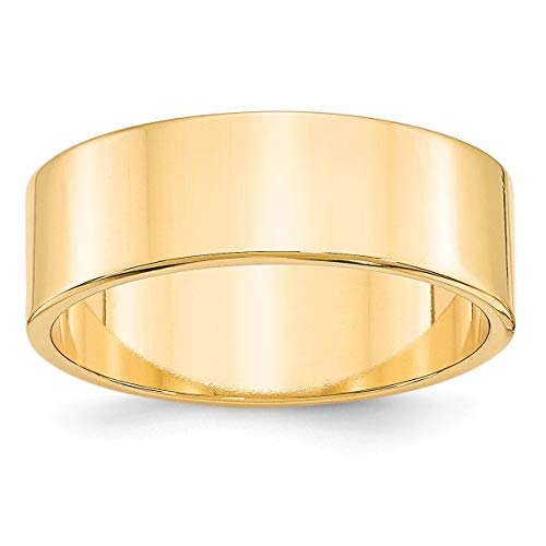 Bonyak Jewelry 14k Yellow Gold 7mm Lightweight Flat Wedding Band Size 10 Beautiful