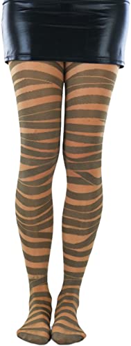 Image of ToBeInStyle Women's Strappy Zig Zag Lace Up Bandage Print Fashion Goth Tights
