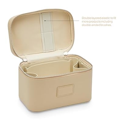 ETOILE - Mini Vanity Case Beige - Stylish Travel Makeup Bag Organizer With Removable Dividers