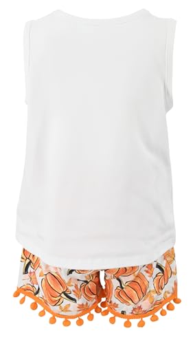Image of Unique Baby Girls Toddler Big Kid Sleeveless Tank with Pom Pom 2pc Shorts Set Outfit