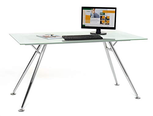 My_office Mega Scrivania, Bianco, 150x80x76 cm, vetro