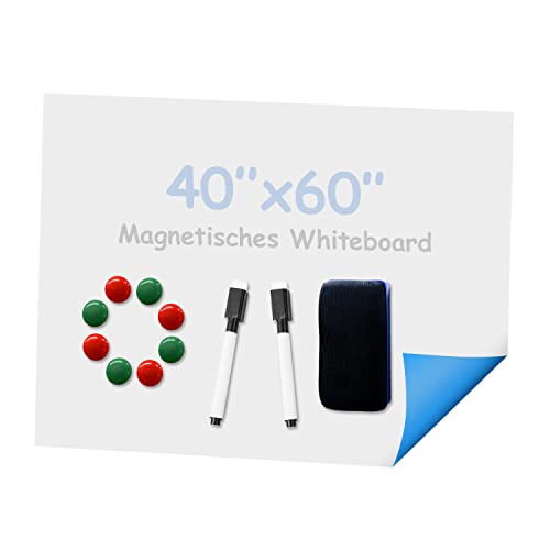 WOLAFOO Magnetisches Whiteboard mit Magnetisch Löschbaren Stiften, Whiteboard-Schwamm, 40*60cm Trocken Abwischbare Magnettafel für Schule, Büro, Zuhause Cover