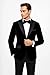 Peak Lapel Fashion Smoking Casual Velour Cocktail Tuxedo Velour Men's Blazer Jacket with Free Matching Bow (US, Numeric, 58, Regular, Tall, Black+)