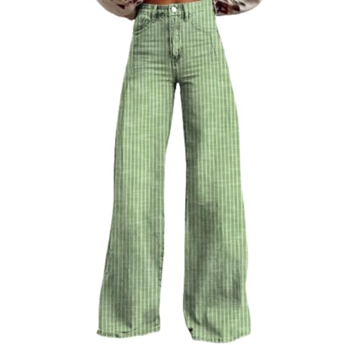 Women’s Y2k Jeans Retro Classic Striped Print Baggy Wide Leg Denim Pants Boyfriend Bell Bottom Jeans Streetwear