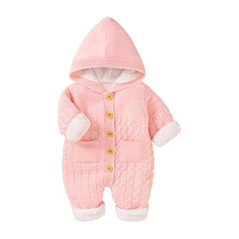 SOONHUA Neugeborenes Baby Gestrickte Strampler Overall Baby Fleece Gefüttert Mit Kapuze Body Outfit Cover