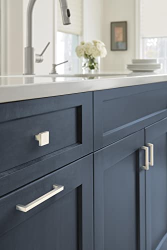 Image of Amerock | Cabinet Pull | Polished Nickel | 3-3 /4 inch (96 mm) Center to Center | Monument | 1 Pack | Drawer Pull | Drawer Handle | Cabinet Hardware