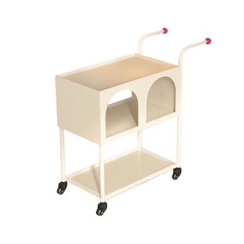 Mesa centro salón blanca con estante y ruedas para sala de estar 2