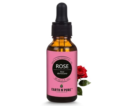 Image of Earth N Pure Rose Essential Oil | 100% Pure & Natural | Steam Distilled | For Aromatherapy, Diffuser, Skin & Hair Care | 30ml