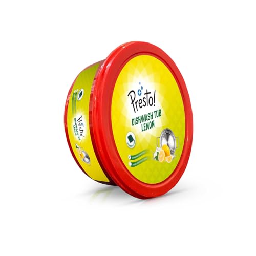 Image of Amazon Brand - Presto! Dishwash Tub Bar | 700 Gram | With Free Scrub Pad | Lemon | Round Shape For Longer Use | Tough On Grease | Gentle On Hands