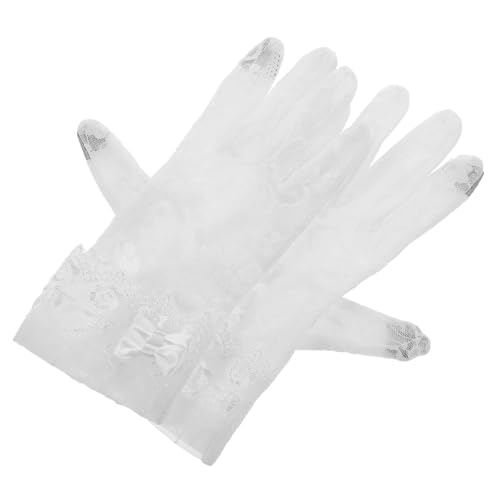 Ipetboom Lace Wedding Gloves for Bride Prom Banquet 1 Pair Short Touchscreen Decorative