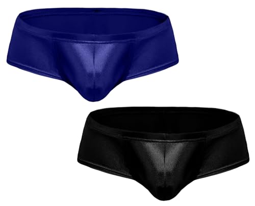 Men's Mini Cheeky Thong Underwear Sexy Low Rise Boxer Brief Pouch Shiny Metallic Brazilian Back Under Panties