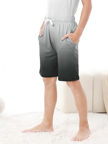 Image of Cooraby 2 Pack Boys Pajamas Shorts with Drawstring Pockets Teens Pull-on Pajamas Shorts Sport Casual Shorts for Youth
