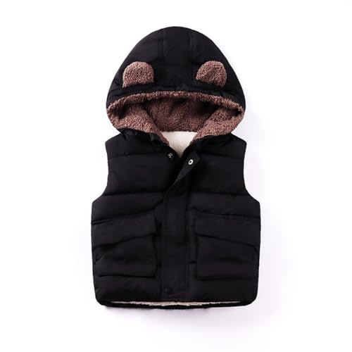 Toddler Boys Girls Sleeveless Thicken Coat Bear Ears Hooded Jacket Fleece Lined Jackets Puffer Waterproof Padded Coat3