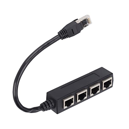 RJ45 Splitter Adapter 1 to 4 Port Smooth Transmission Excellent Connection Network Cable Adapter for Home Office