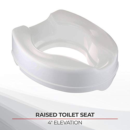 Homecraft Savanah Raised Toilet Seat, 4" High Elevated Toilet Seat Locks Onto Standard