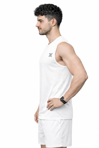 Xaavo Men's Sleeveless Gym Shirt, White, Pack of 2 - Image 3