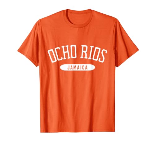 Ocho Rios Shirt College Style Ocho Rios Jamaica T-Shirt, Men, Orange, Small