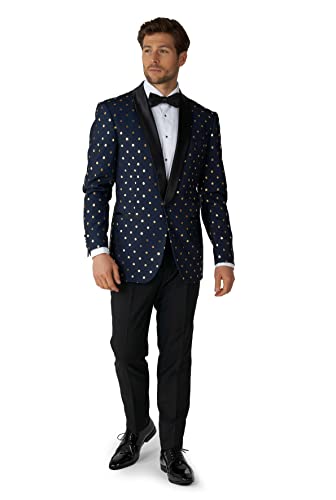 Opposuits Men's Christmas Tuxedo - Holiday Outfit - Slim Fit - Navy And Gold - Includes Blazer, Pants And Bow Tie - Size Us 38 #TOP23