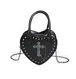 Nite closet Womens Gothic Purses and Handbags Black Crossbody Heart Shaped Bag Cute New (Black)