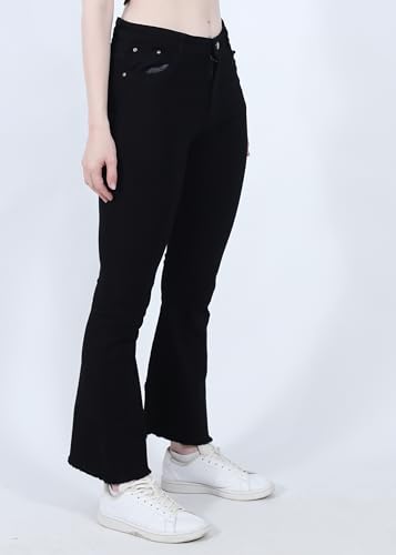 Image of High Waist Stylish Boot-Cut, Flared Wide-Leg Bell Bottom Jeans for Women and Girls - Enhance Your Everyday Style with Relaxed, Regular, and Rugged Casual wear.