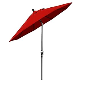 California umbrella gspt908302 5403 9 round aluminum market crank lift push button tilt black pole sunbrella jockey red patio umbrella 9 feet  urban country home decor