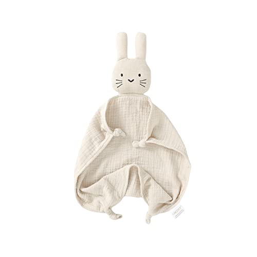 Image of okdiy Organic Cotton Bunny Loveys for Babies,Newborn Baby Lovey Security Blanket,Lovies for Babies New Born Baby Unique Neutral Gifts Boys and Girls (Bunny-Khaki)